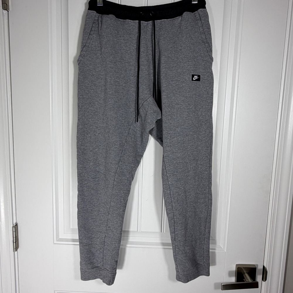 Nike Mens Sportswear Joggers Grey Black Waistband Fleece Sweatpants Medium